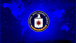 Central Intelligence Agency Seal on Blue World Map Background HD wallpaper