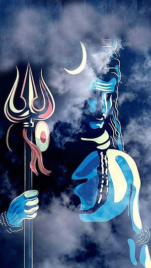Bholenath Shiva Profile Artwork With Trishul And Crescent Moon HD phone wallpaper