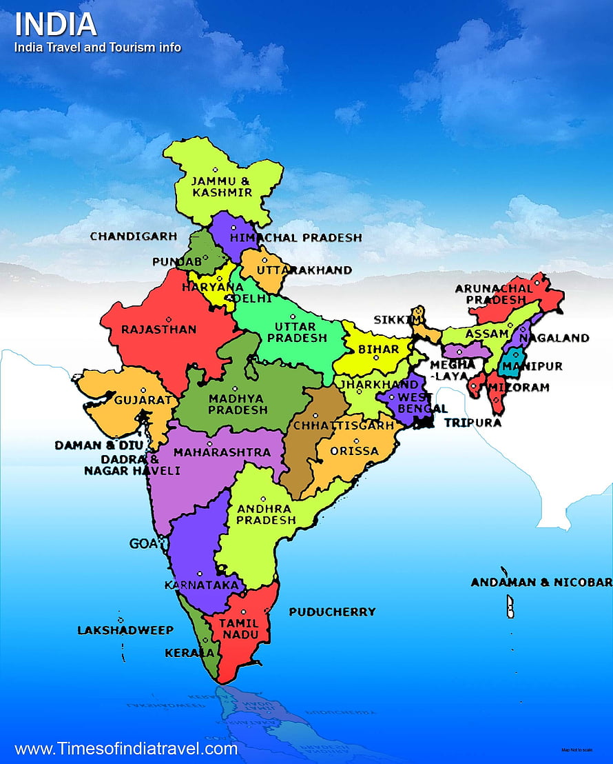 Colorful Political Map of India Showing All States and Union Territories HD phone wallpaper