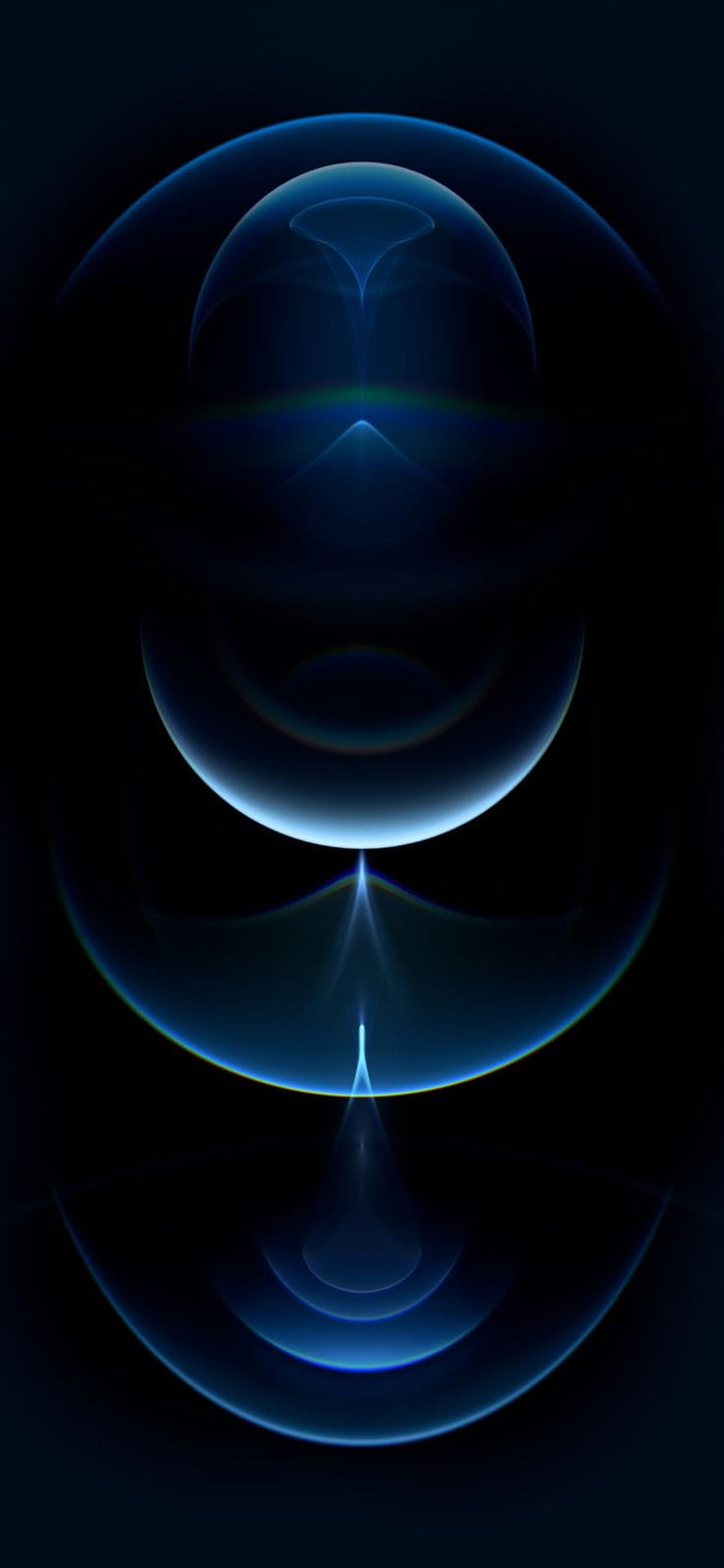 Abstract Dark Blue Geometric Sphere with Glowing Light Reflections on Black Background HD phone wallpaper