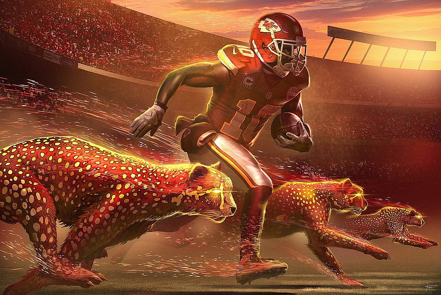 Tyreek Hill Kansas City Chiefs Fantasy Artwork with Cheetah Spirit HD wallpaper