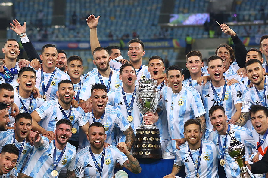 Argentina National Team Celebrates Copa América Victory With Trophy And Gold Medals HD wallpaper