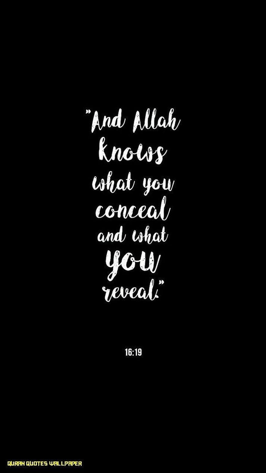 Quran Verse 16:19 Calligraphy on Black Background HD phone wallpaper