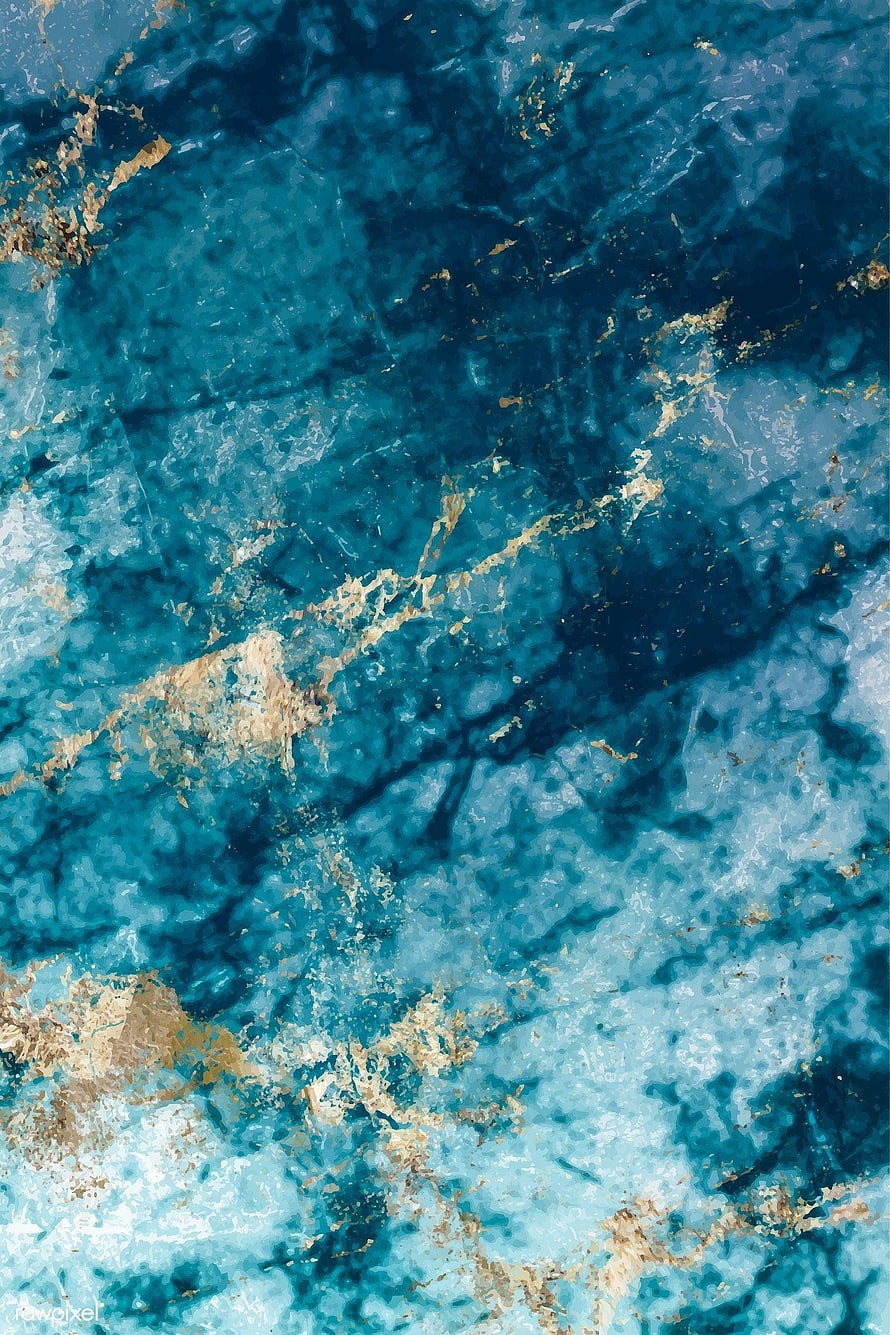Teal and Gold Abstract Marble Texture with Organic Veining and Metallic Accents HD phone wallpaper