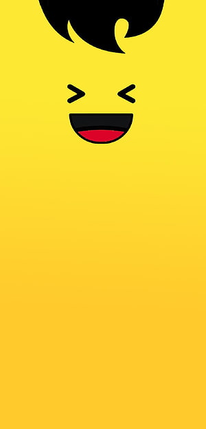 Minimalist Yellow Gradient Phone Wallpaper with Cute Smiling Face and Black Hair HD phone wallpaper