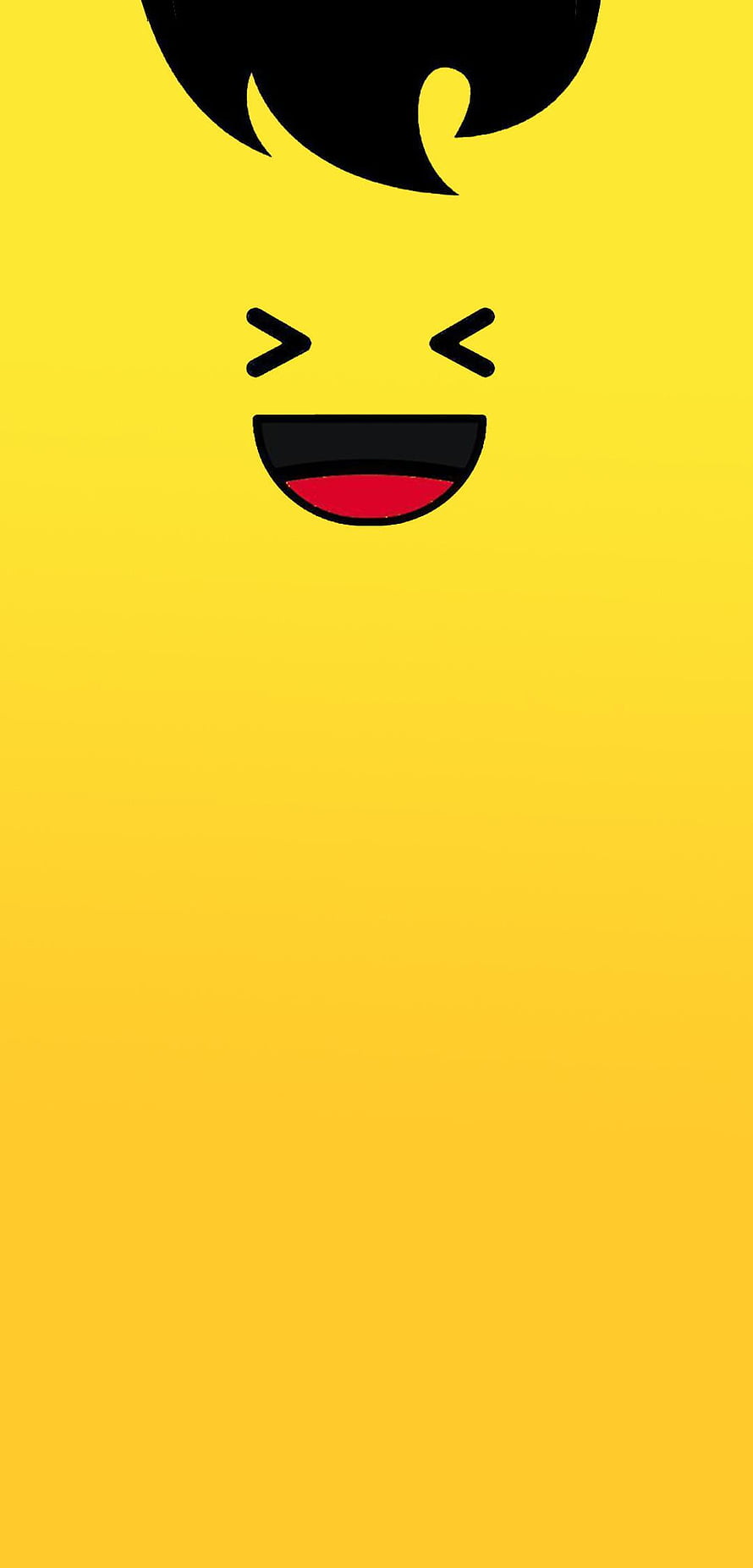 Minimalist Yellow Gradient Phone Wallpaper with Cute Smiling Face and Black Hair HD phone wallpaper