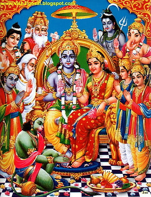 Lord Rama and Sita with Hanuman and Hindu Deities in Traditional Indian Art, VISHAL GOSAI: God shri Ram & Hanuman, ram hanuman HD phone wallpaper