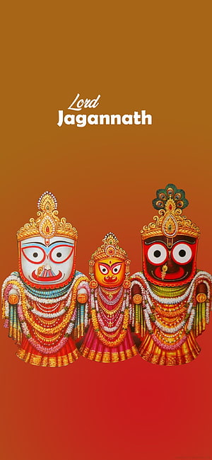 Lord Jagannath with Subhadra and Balabhadra in Ornate Traditional Attire HD phone wallpaper