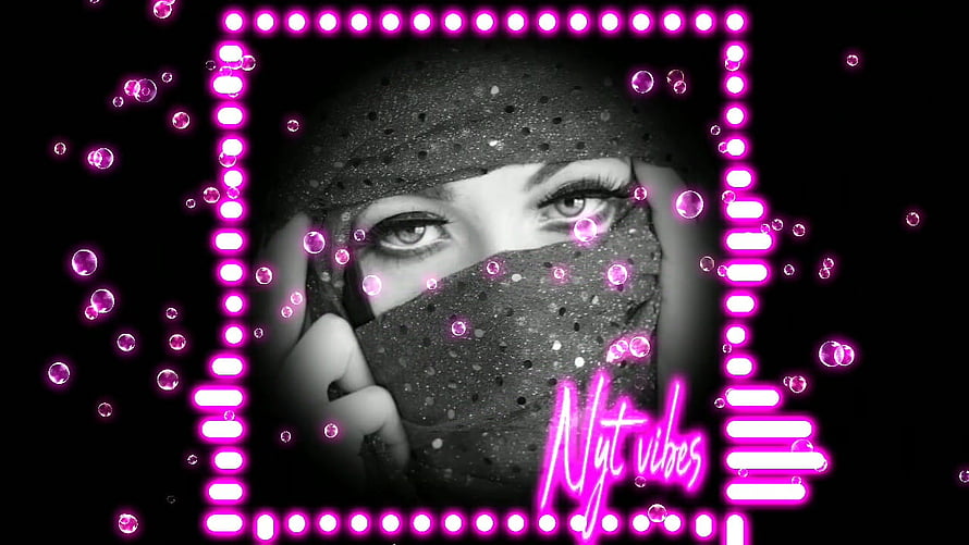 Neon Pink LED Frame with Glittery Veil and Floating Bubbles on Black Background HD wallpaper