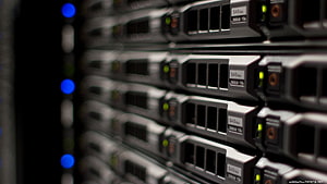 Dell Server Rack with SAS Hard Drives and Status Indicators HD wallpaper