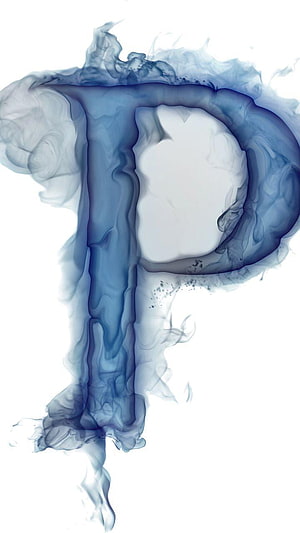 Ethereal Blue Ink Smoke Letter P Abstract Fluid Art on White Background HD phone wallpaper