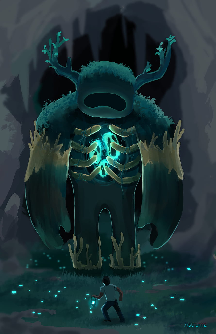 Minecraft Warden Monster Confronting Player in Dark Caves with Glowing Bioluminescent Spores HD phone wallpaper