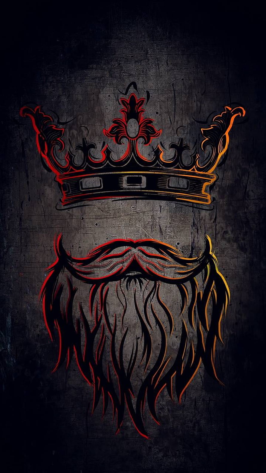 Ornate King Crown and Beard Emblem on Dark Textured Background HD phone wallpaper