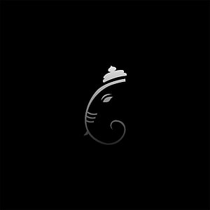 Minimalist Ganesha Line Art Logo on Black Background HD phone wallpaper