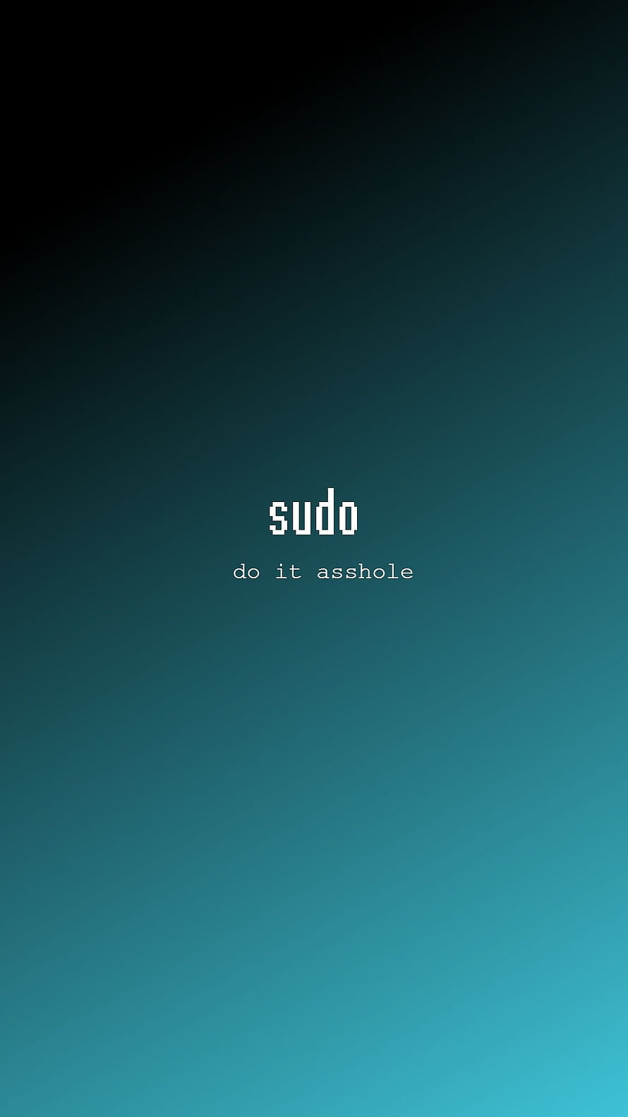 Minimalist Sudo Command Text on Dark Teal Gradient Background HD phone wallpaper