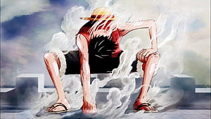 Monkey D. Luffy Gear Second Form Sitting in Steam Clouds HD wallpaper