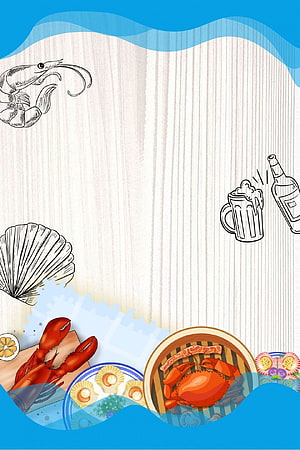 Illustrated Seafood Feast Poster With Lobster, Crab, and Shrimp on a Textured Background HD phone wallpaper