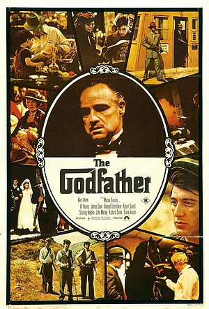 The Godfather Classic Movie Poster Featuring Marlon Brando and Al Pacino in Iconic Scenes HD phone wallpaper