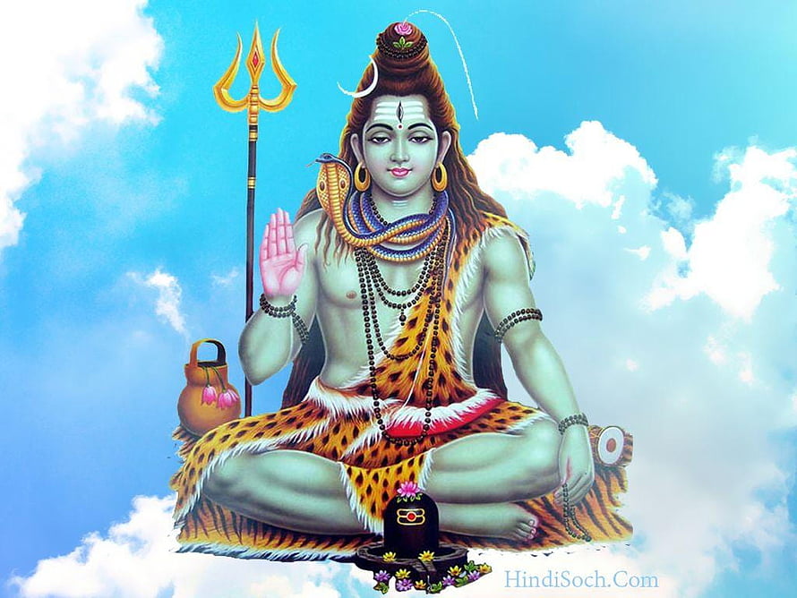 Lord Shiva Meditating in Lotus Pose with Trishula and Snake HD wallpaper