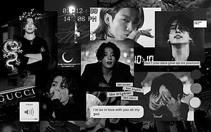 Jungkook BTS Black and White Aesthetic Collage Wallpaper HD wallpaper