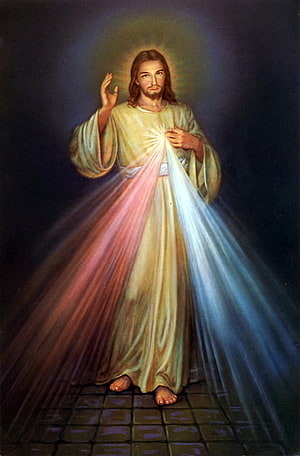 Sacred Heart of Jesus Religious Painting with Radiant Divine Light and Halo HD phone wallpaper