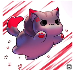 Cute Purple Kitten Character with Red Accents and Angry Expression Digital Art HD wallpaper
