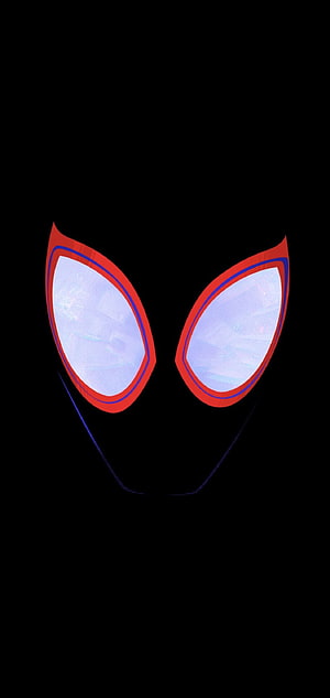 Miles Morales Spider-Man Mask Eyes Minimalist Black Background HD phone wallpaper