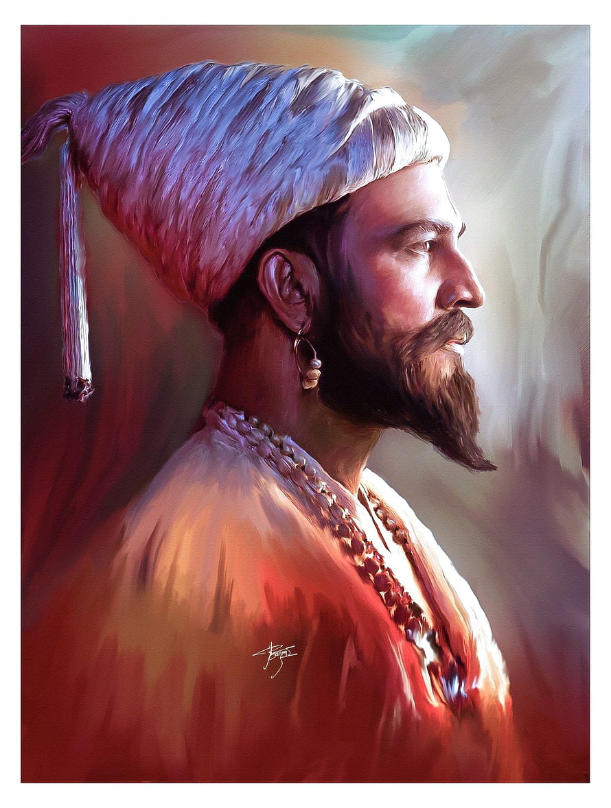 Chhatrapati Shivaji Maharaj Digital Portrait by Sharad Kelkar HD phone wallpaper