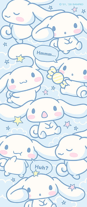Cinnamoroll Sanrio Cute White Rabbit Pattern with Stars and Clouds HD phone wallpaper