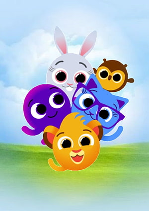 Bolofofos Cute Cartoon Animal Friends Group Portrait on Green Meadow HD phone wallpaper
