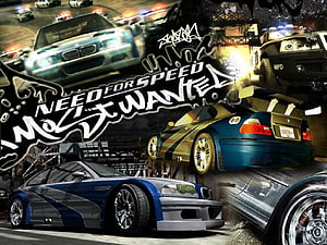 Need For Speed Most Wanted Street Racing Collage with BMW and Police Chase HD wallpaper