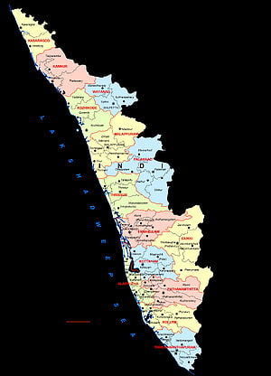Detailed Political Map of Kerala State Showing All Districts and Major Cities HD phone wallpaper