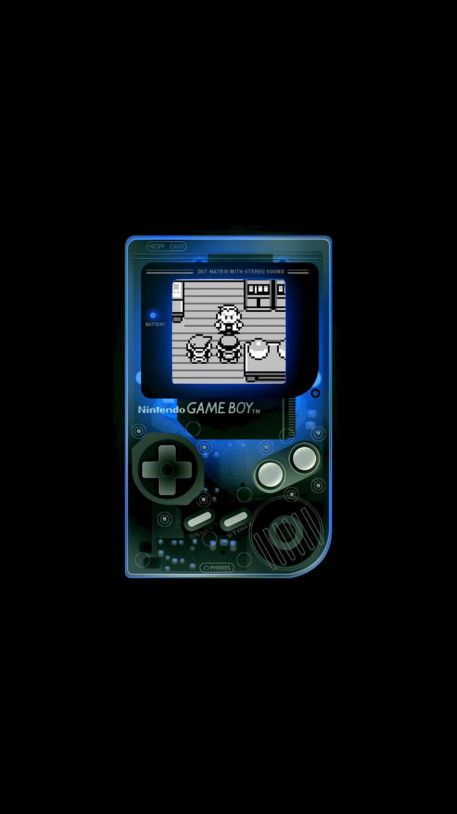 Transparent Nintendo Game Boy with Circuit Board Design and Pixel Art Display HD phone wallpaper