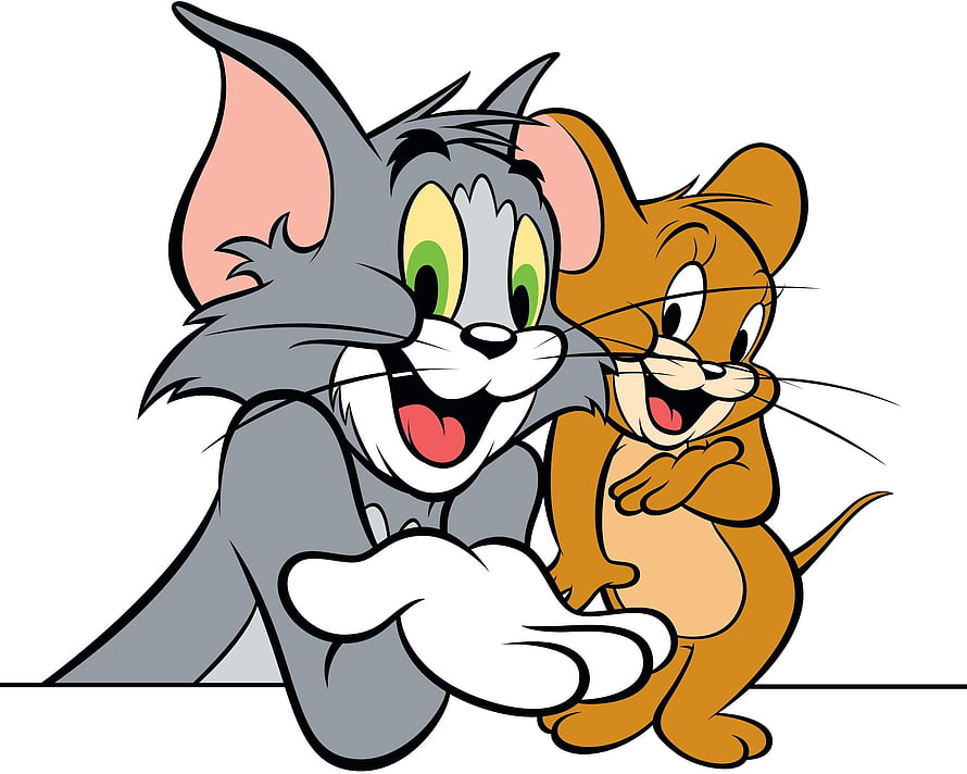 Tom and Jerry Cartoon Characters Sharing a Joyful Friendship Moment HD wallpaper