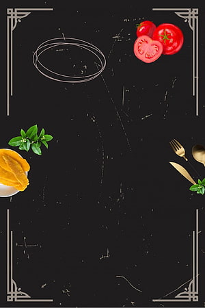 Elegant Black Restaurant Menu Template with Fresh Tomatoes and Gold Cutlery HD phone wallpaper