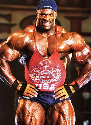 Ronnie Coleman Bodybuilding Pose in Red USA Singlet and Blue Cap, Ronnie Coleman HD phone wallpaper