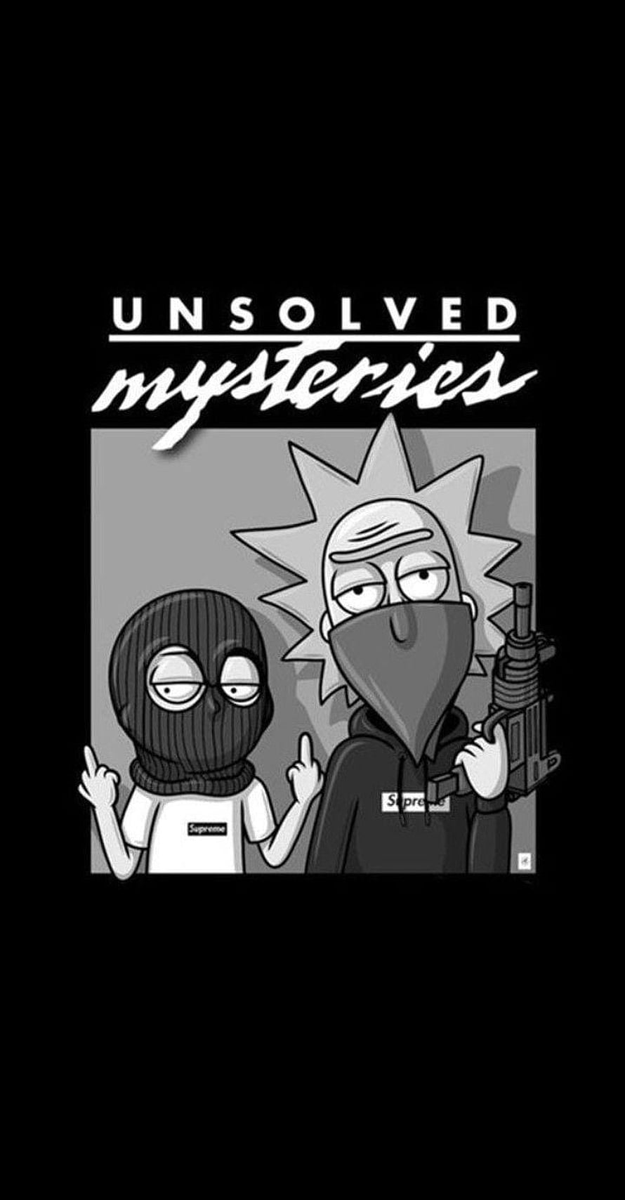 Rick and Morty Black and White Robbery Illustration with Supreme Branding HD phone wallpaper