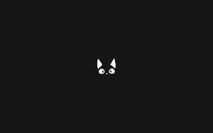 Minimalist Anime Cat Face Peeking from Dark Void HD wallpaper