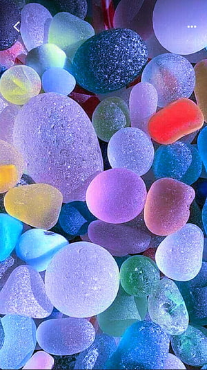 Colorful Sea Glass Pebbles in Pastel and Neon Tones HD phone wallpaper