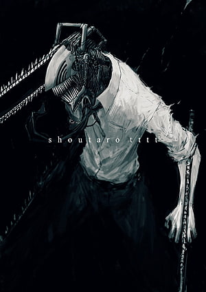 Chainsaw Man Denji Dark Monochrome Digital Art Illustration HD phone wallpaper
