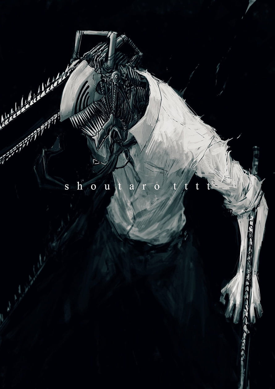 Chainsaw Man Denji Dark Monochrome Digital Art Illustration HD phone wallpaper