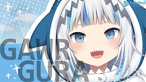Gawr Gura Anime Character Portrait With White Hair And Blue Eyes HD wallpaper