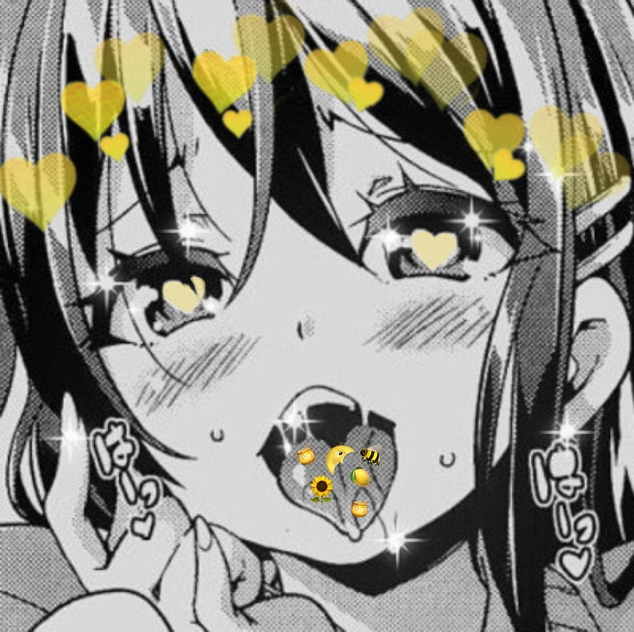 Black and White Manga Girl with Heart Eyes and Sparkling Aesthetic HD wallpaper