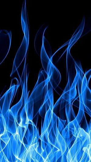 Vibrant Blue Flame Abstract Art with Glowing Wisps on Black Background HD phone wallpaper