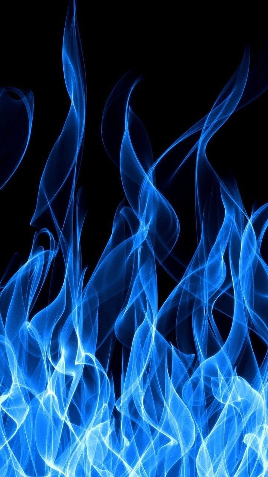 Vibrant Blue Flame Abstract Art with Glowing Wisps on Black Background HD phone wallpaper