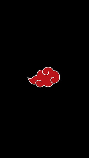 Akatsuki Red Cloud Symbol on Black Background Minimalist Anime Logo HD phone wallpaper