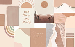 Boho Desert Aesthetic Collage with Cacti, Sun, and Earthy Tones HD wallpaper