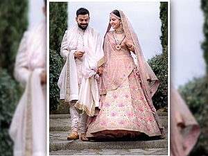Virat Kohli and Anushka Sharma in Traditional Indian Wedding Attire HD wallpaper