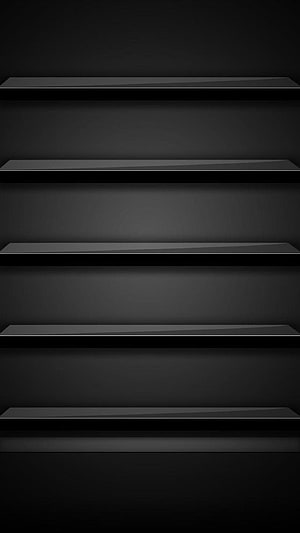 Minimalist Dark Glossy Shelving Unit with Empty Horizontal Planks HD phone wallpaper