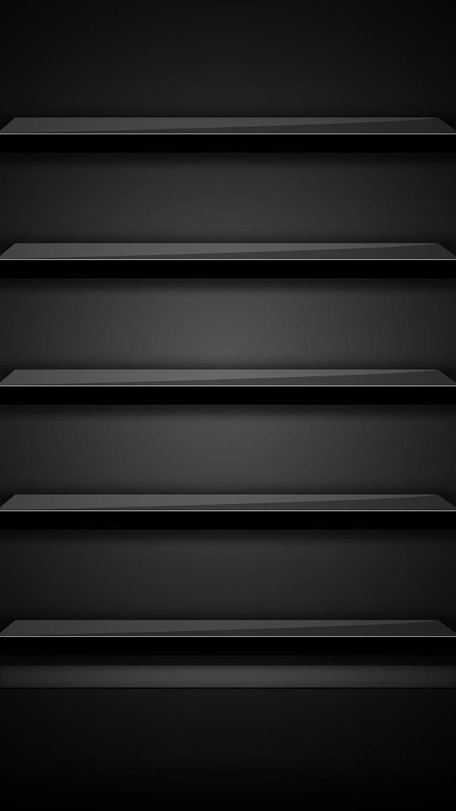 Minimalist Dark Glossy Shelving Unit with Empty Horizontal Planks HD phone wallpaper